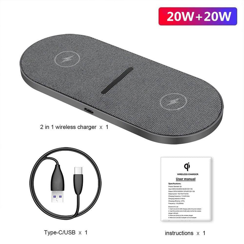 2 in 1 Dual Wireless Fast Charging Pad Schnell Lader kabellos - 001 -007- PST PS Tradings