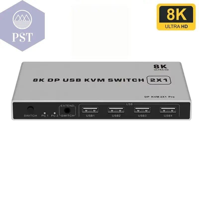 8K Dual-Port-Dp USB KVM 2X1 Displayport Kvm-Switch 2 in 1 Out 4K 60Hz 2-Port DP 1,4 USB Kvm-Switch Unterstützung Maus Keyboad-Drucker