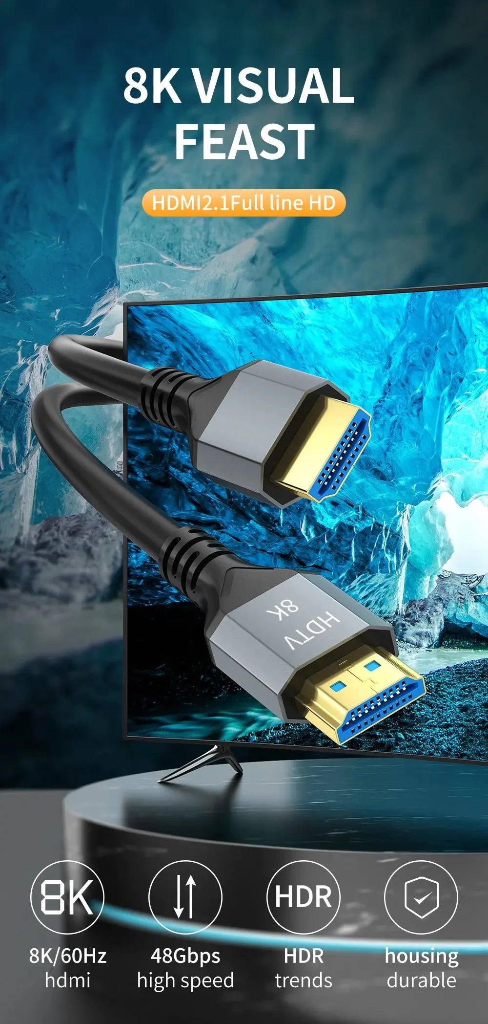 8K HDMI 2.1 Kabel 4K@120Hz 8K@60Hz 48Gbps Adapter für EARC ARC HDCP Ultra High Speed Video Kabel PC Laptop Projektor HD TV  Computer Zubehör - Kabel     PST PS Tradings