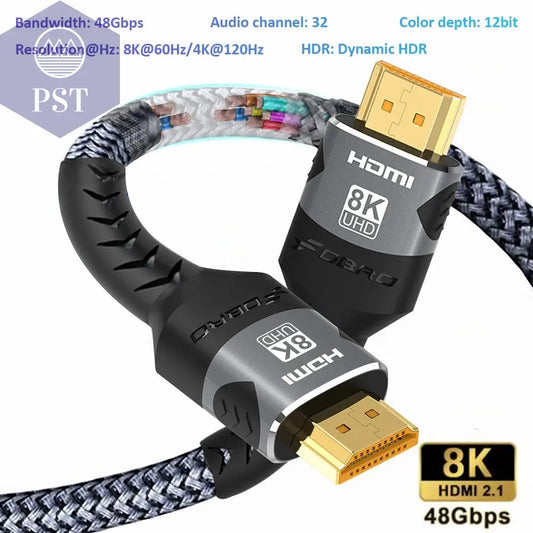 8K HDMI-kompatibles Kabel 4K@120Hz 8K@60Hz HDMI 2.1 Kabel 48Gbps Adapter für RTX 3080 eARC HDR Videokabel PC Laptop TV Box PS5  Computer Zubehör     PST PS Tradings