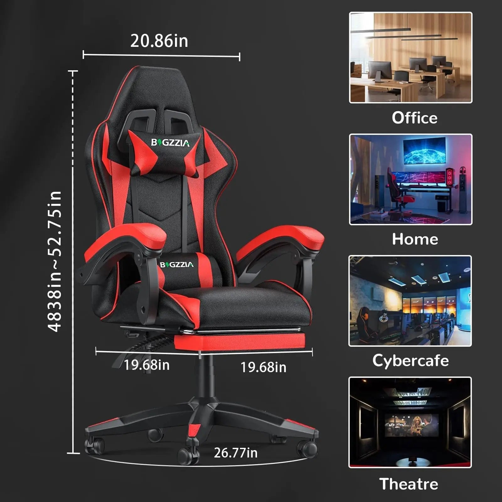 Gaming-Stuhl Mit Fußstütze, Ergonomischer Gaming-Stuhl Mit Lendenkissen, Kopfstütze, Gaming-Stuhl, Höhenverstellbarer Computerstuhl