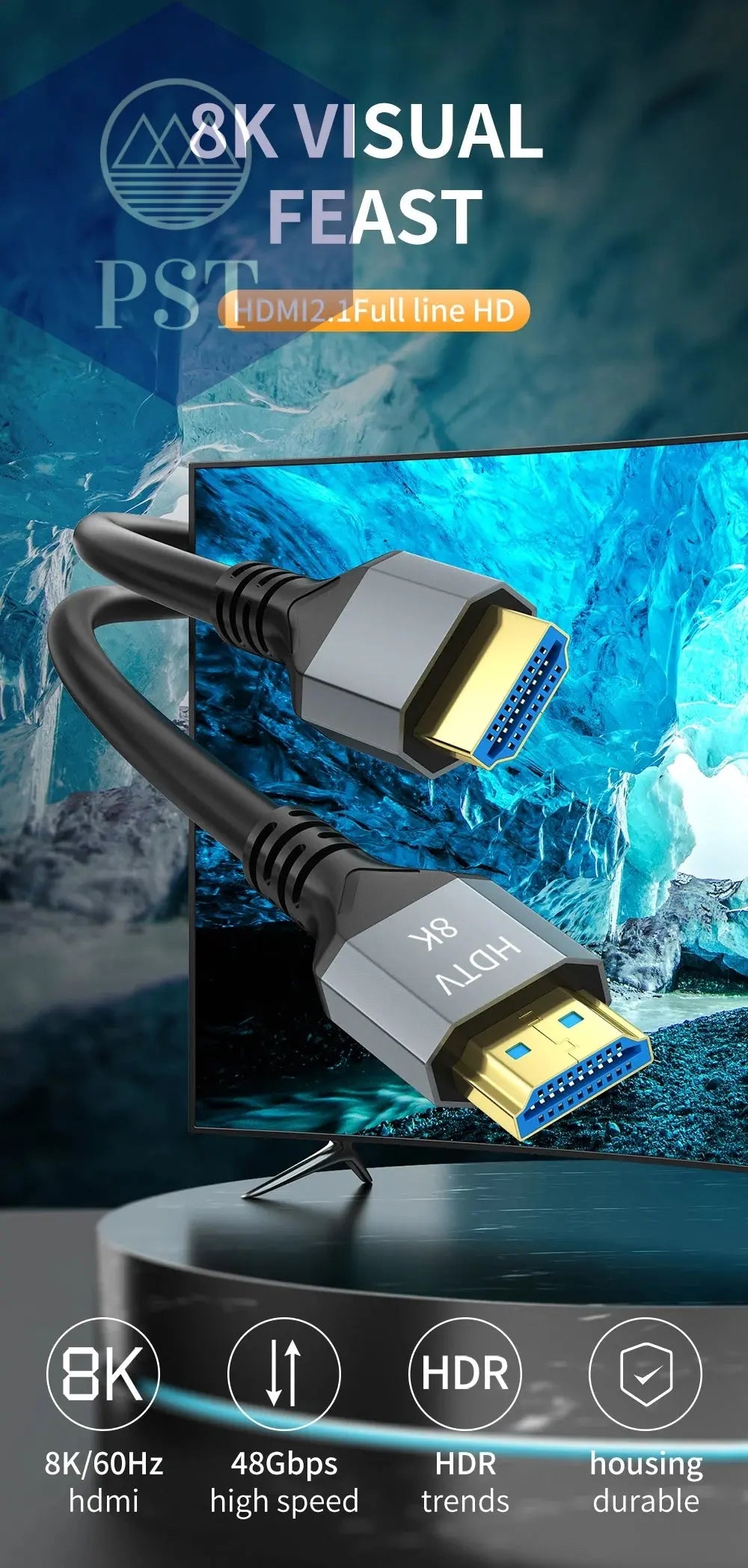 8k hdmi 2,1 kabel 4k @ 120hz 8k @ 60hz 48gbps earc arc hdcp ultra hoch geschwindigkeit hdr für rtx video kabel pc laptop projektor hd tv ps5       PST PS Tradings