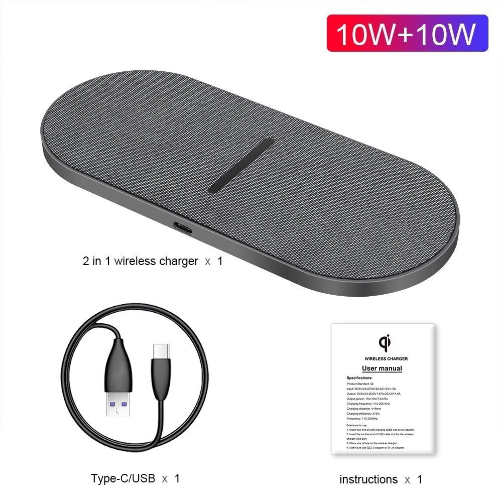 2 in 1 Dual Wireless Fast Charging Pad