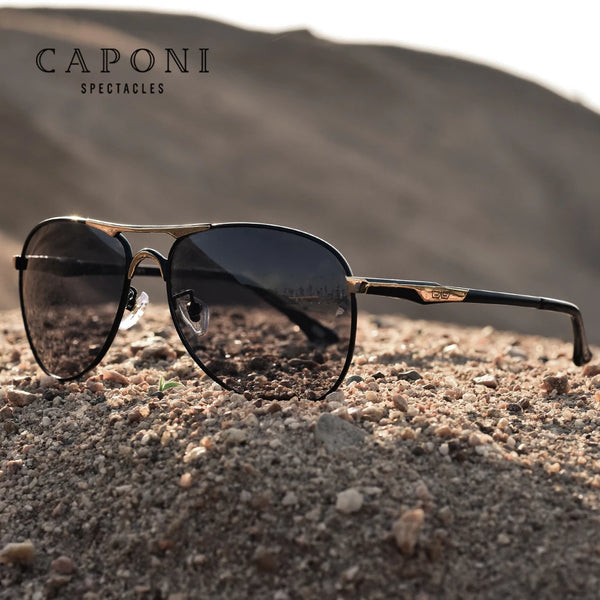 CAPONI Driving Photochromic High Quality Sunglasses Polarized Classic Brand Sun Glasses for Men oculos de sol masculino BS8722