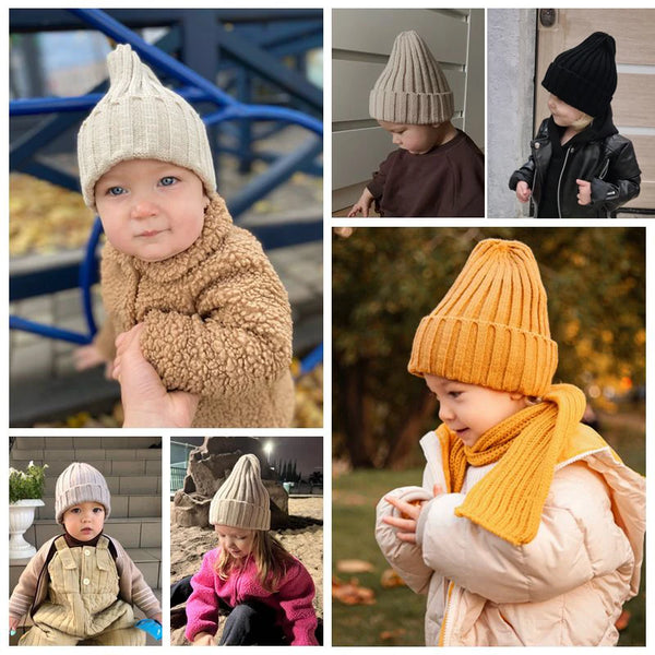 Solid Color Knitted Baby Beanie Winter Spring Warm Crochet Boys Girls Hat Toddler Kids Cap Baby Bonnet Hat - PST PS Tradings