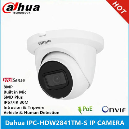 Dahua IPC-HDW2841TM-S 8MP POE Built-in Mic IR 30M  IP67 SMD Plus Eyeball AI WizSense IP Camera replace IPC-HDW2831TM-AS - Property & Safety Tradings