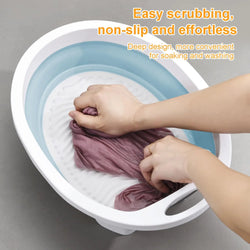 Portable Hand Washing Foldable Basin With Brush Home School Dormitory Washboard Basin For Clothes Cleaning Tools - PST PS Tradings