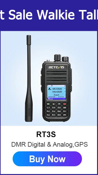 Retevis RT3S Walkie Talkie DMR Радио UHF VHF Цифровая любительская радиостанция 5 Вт Дальнего действия Любительские радиостанции Рации Профессиональный GPS