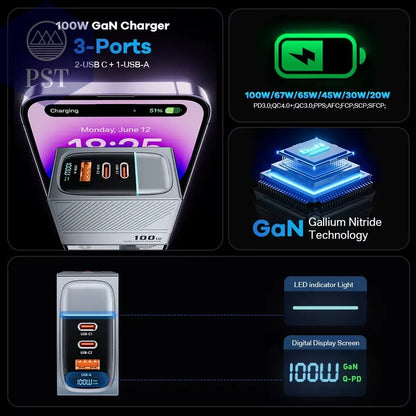 Asome Tech 100W Gan Ladegerät Qc 4,0 Pd 67W 65W Pps Display Tragbares Multi Usb Typ C Schnell Ladegerät Für Laptop Tablet Iphone Samsung PST PS Tradings  PST PS Tradings  PST PS Tradings Asome Tech 100W Gan Ladegerät Qc 4,0 Pd 67W 65W Pps Display Tragbares Multi Usb Typ C Schnell Ladegerät Für Laptop Tablet Iphone Samsung