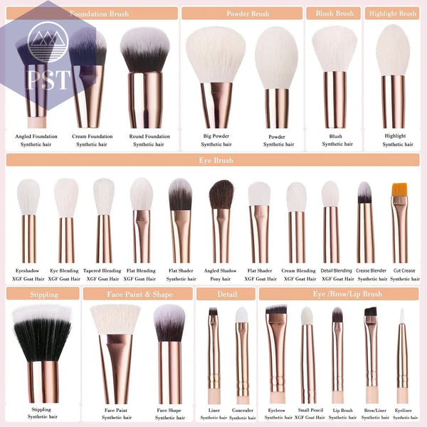 BEILI Pink Makeup Brushes High Quality Powder Foundation Blush Eyeshadow Make Up Brush Set  Natural Hair косметика - PST PS Tradings