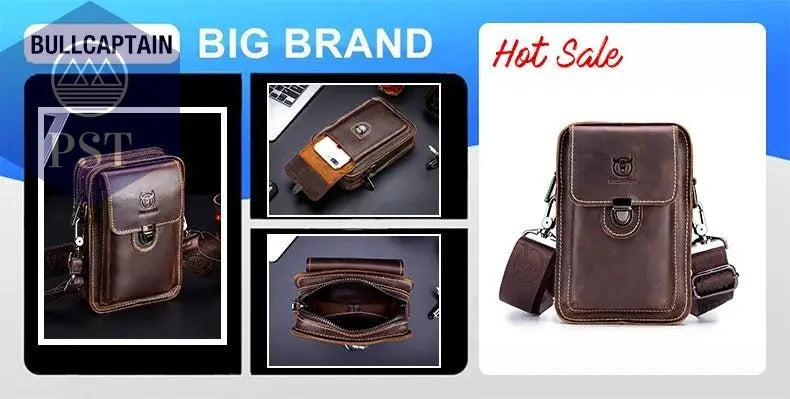 BULLCAPTAIN 2024 Genuine Leather Chest Bag Men's Fashion Style Casual Straddle Bag Business Large Capacity Leather Men's Luggage - PST PS Tradings