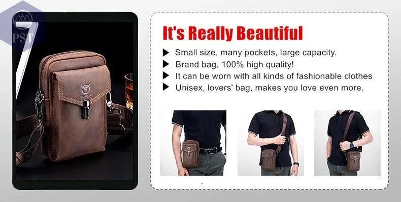 BULLCAPTAIN 2024 Genuine Leather Chest Bag Men's Fashion Style Casual Straddle Bag Business Large Capacity Leather Men's Luggage - PST PS Tradings