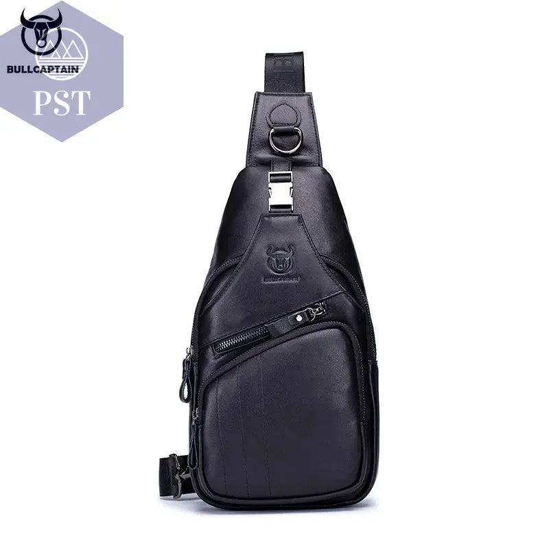 BULLCAPTAIN 2024 Genuine Leather Chest Bag Men's Fashion Style Casual Straddle Bag Business Large Capacity Leather Men's Luggage - PST PS Tradings