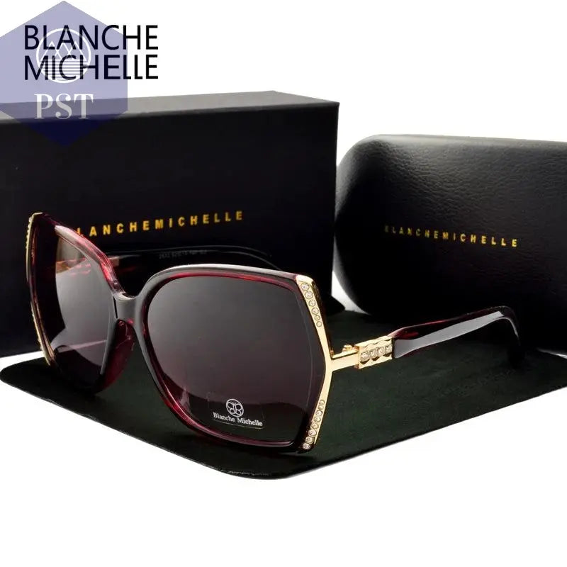 Blanche Michelle High Quality Oversized Polarized Sunglasses Women UV400 oculos de sol Gradient Driving Sun Glasses With Box       PST PS Tradings