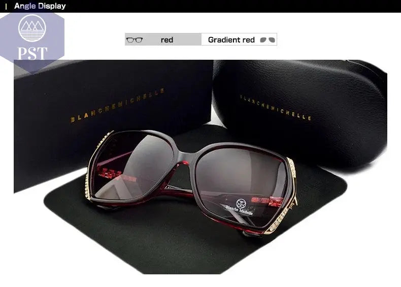 Blanche Michelle High Quality Oversized Polarized Sunglasses Women UV400 oculos de sol Gradient Driving Sun Glasses With Box       PST PS Tradings