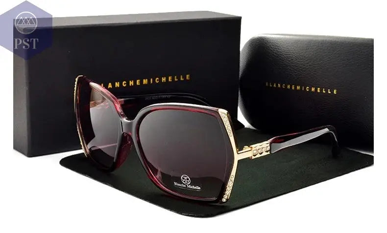 Blanche Michelle High Quality Oversized Polarized Sunglasses Women UV400 oculos de sol Gradient Driving Sun Glasses With Box       PST PS Tradings