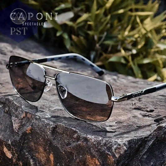 CAPONI Photochrome männer Sonnenbrille Polarisierte Klassische Marke Design Anti Ray Shades Fahren Quadrat Sonnenbrille Männer UV400 BS8724       PST PS Tradings