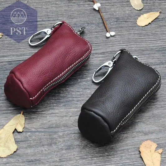 CICICUFF Men Key Bag Genuine Cow Leather Buckets Key Cases Pouch Zipper Keychain Auto Car Key Case Bag Women Home Key Holder - PST PS Tradings