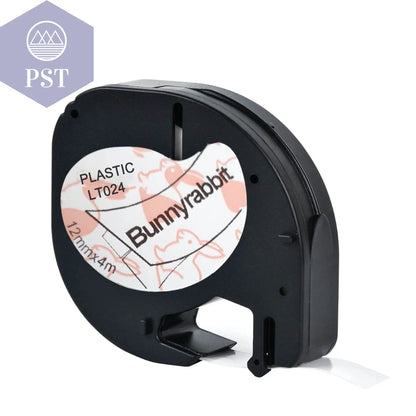 CIDY 91201 Compatible 12mm*4m Black on white Dymo Letratag Plastic Tape LT 91331 LT9120112267 18769 18771 for LT-100H LT-100T - PST PS Tradings