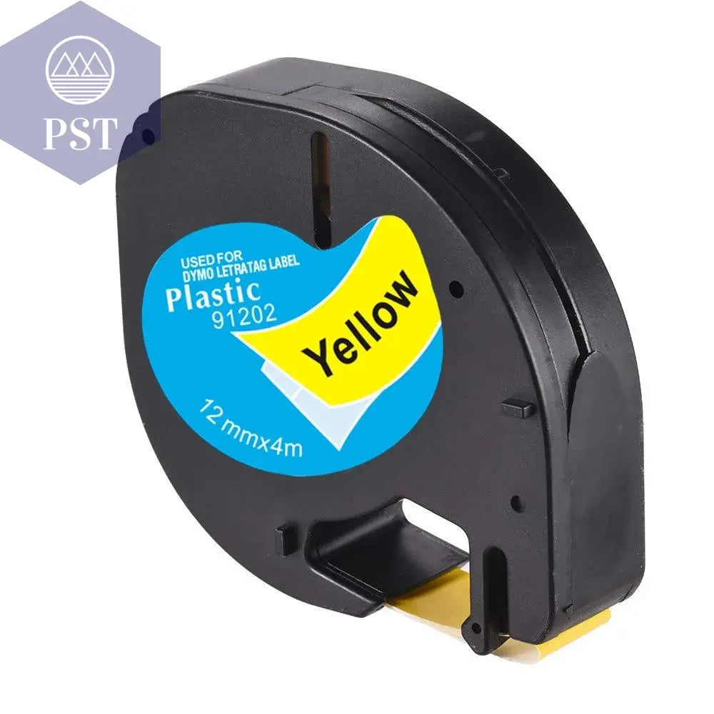 CIDY 91201 Compatible 12mm*4m Black on white Dymo Letratag Plastic Tape LT 91331 LT9120112267 18769 18771 for LT-100H LT-100T - PST PS Tradings