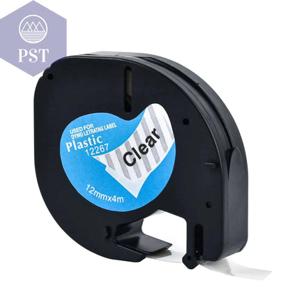 CIDY 91201 Compatible 12mm*4m Black on white Dymo Letratag Plastic Tape LT 91331 LT9120112267 18769 18771 for LT-100H LT-100T - PST PS Tradings