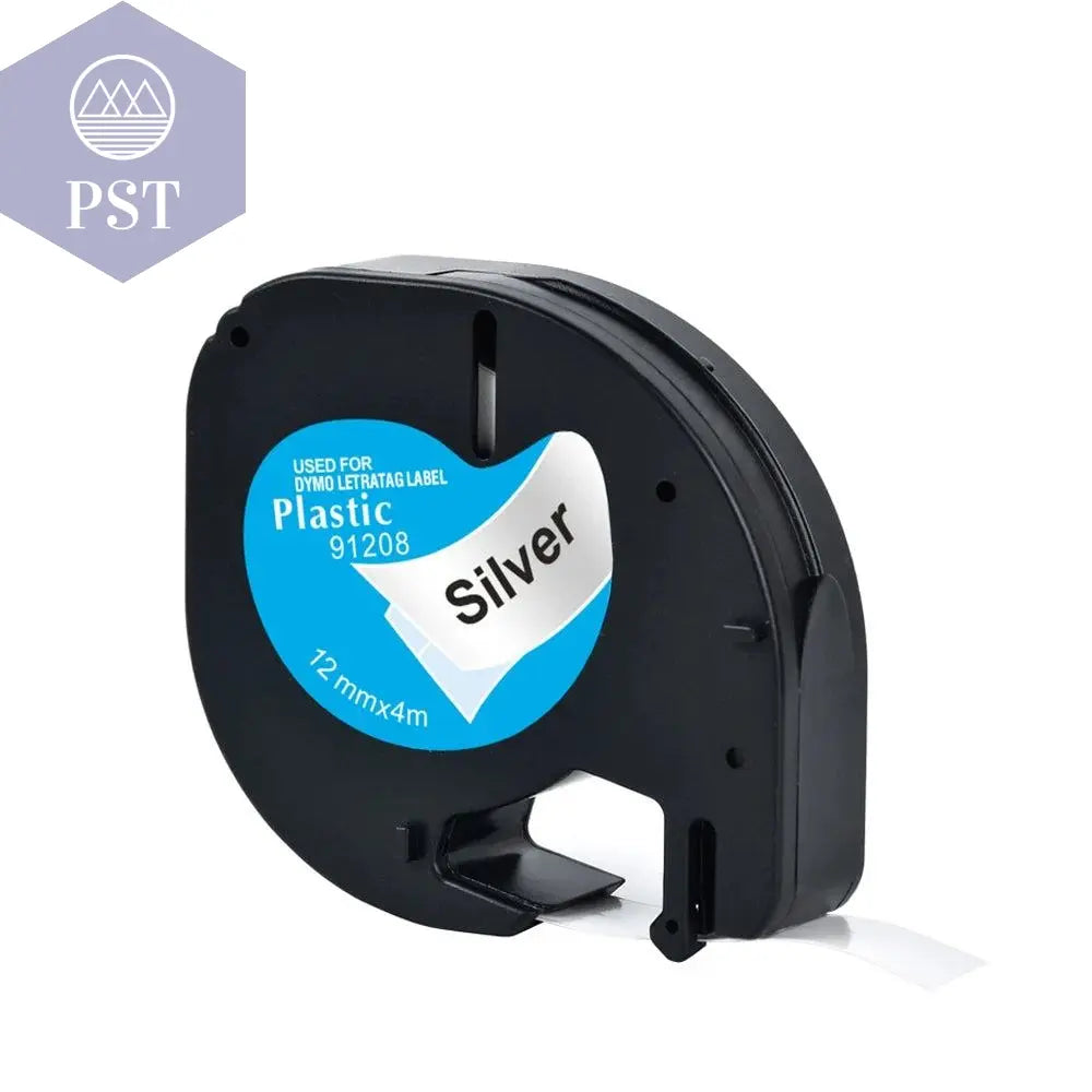 CIDY 91201 Compatible 12mm*4m Black on white Dymo Letratag Plastic Tape LT 91331 LT9120112267 18769 18771 for LT-100H LT-100T - PST PS Tradings