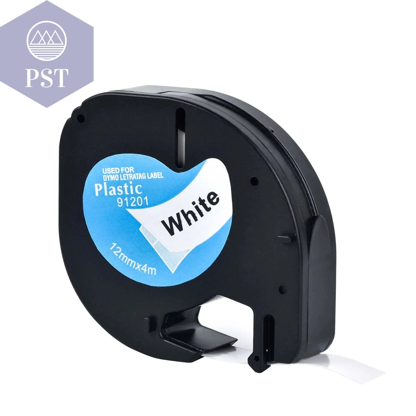 CIDY 91201 Compatible 12mm*4m Black on white Dymo Letratag Plastic Tape LT 91331 LT9120112267 18769 18771 for LT-100H LT-100T - PST PS Tradings