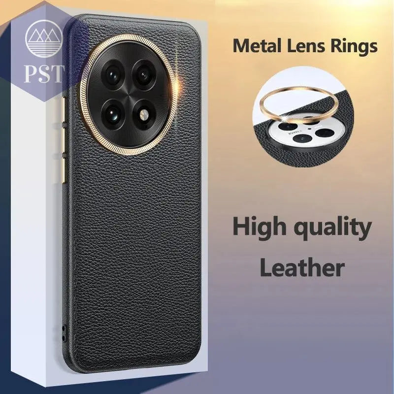 Case for OnePlus 13 Luxury Leather Pattern Metal Camera Lens Protection Shockproof Bumper Phone Back Cover - PST PS Tradings