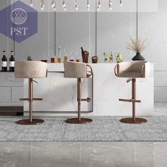 Coffee Shop Steel Bar Chair Luxury Gold Round Leather Modern Nordic Stools Kitchen Swivel Design Sgabello Cucina Alto Furniture       PST PS Tradings