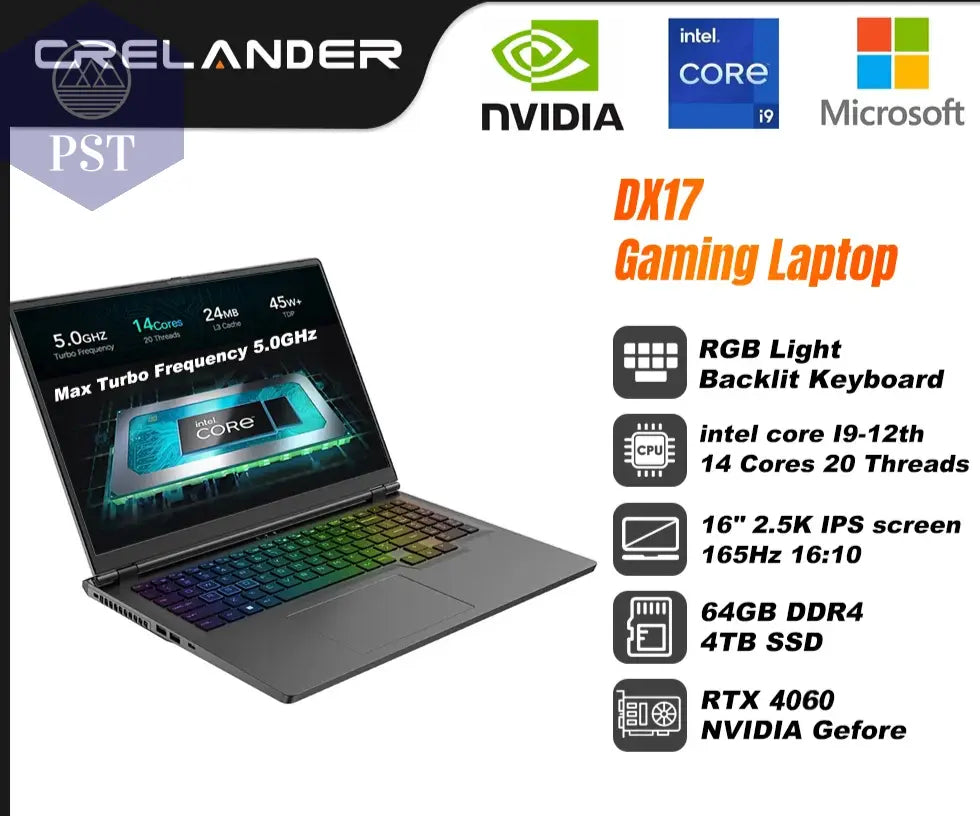 Crelander Laptops Gamer Laptop 16 Zoll Intel Core I9 Prozessor 2,5 K Ips Bildschirm 165Hz RTX 6G 4TB SSD Notebook Gaming Laptop PST PS Tradings  PST PS Tradings 16Gb-Ram-4Tb-Ssd-Intel-Core-I9-12900H-Au PST PS Tradings