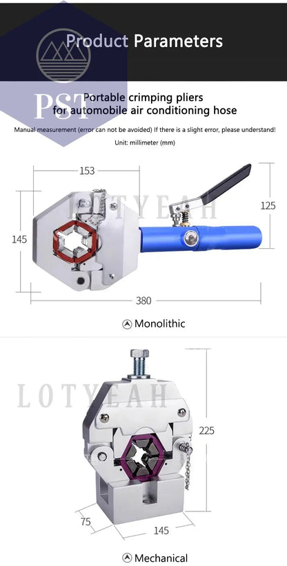 Crimping Plier Car Air-Conditioning Pipe Pressing Machine Manual Hydraulic Hose Repairing Air-Conditioning Pipe Crimping Tool       PST PS Tradings