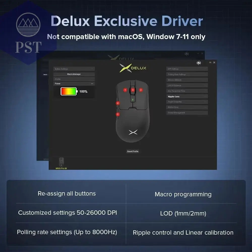 Delux M900Pro Ergonomische Kabellose Gaming-Maus 8K PAW3395 Magnetische Rgb-Ladestation Wiederaufladbare Kabelgebundene Mäuse Für PC Mit Großer Hand PST PS Tradings  PST PS Tradings  PST PS Tradings Delux M900Pro Ergonomische Kabellose Gaming-Maus 8K PAW3395 Magnetische Rgb-Ladestation Wiederaufladbare Kabelgebundene Mäuse Für PC Mit Großer Hand