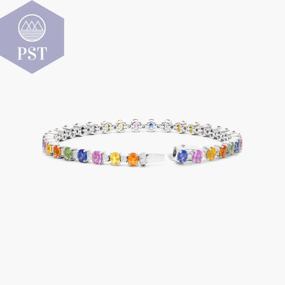 Diamant Tennisarmband mit Saphiren 14K/18K Diamanten PST PS Tradings  PST PS Tradings 18cm-white-18K-White-Gold PST PS Tradings Diamant Tennisarmband mit Saphiren 14K/18K Diamanten