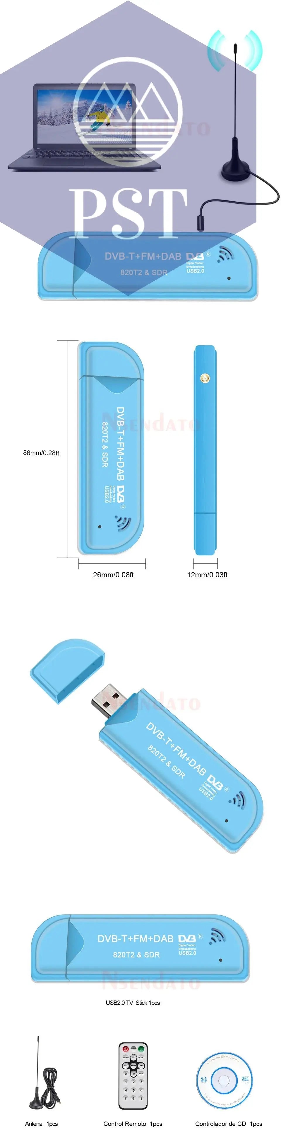 Digital RTL2832U & R820T2 USB2.0 Smart DVB-T SDR TV Stick Tuner DVB-T+FM+DAB RTL SDR TV Receiver Dongle With Antenna For windows       PST PS Tradings