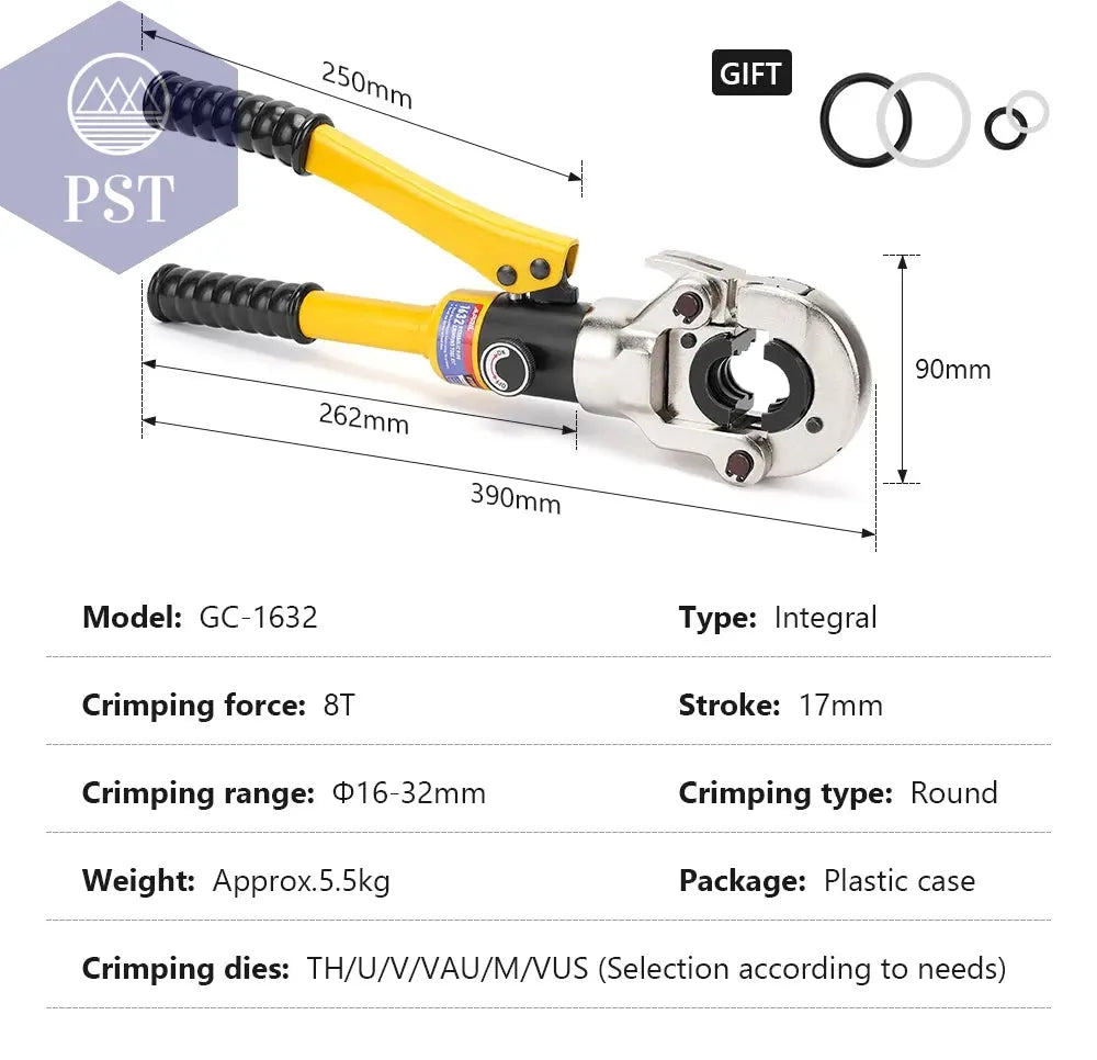 Europe Warehouse Hydraulic Pex Pipe Crimping Tools for Pex,Stainless Steel and Copper Pipe with TH,U,V,M,VAU jaws       PST PS Tradings