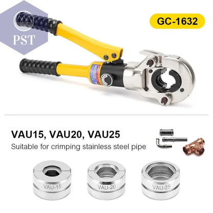 Europe Warehouse Hydraulic Pex Pipe Crimping Tools for Pex,Stainless Steel and Copper Pipe with TH,U,V,M,VAU jaws       PST PS Tradings