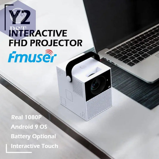 FMUSER Y2 Mobiler Projektor Portable Interactive 4K 1080P Projector;  Smart WIFI Mini Android TV Home Led Video Game Movie Outdoor Camping Proyector Beamer support HDMI;  AV input  Beamer     PST PS Tradings