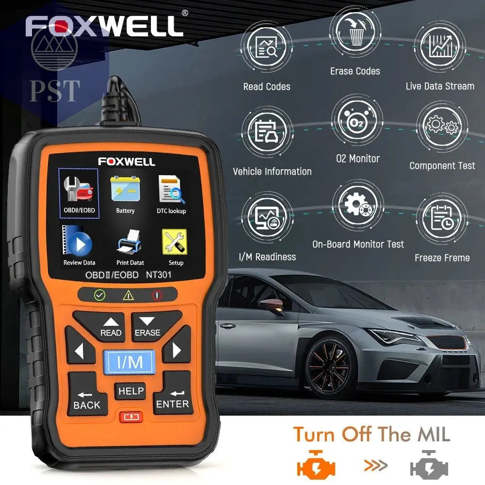 FOXWELL NT301 OBD2 Scanner Check Engine Code Reader Professional ODB2 OBD2 Automotive Scanner Car Diagnostic Tools PK ELM327 - PST PS Tradings