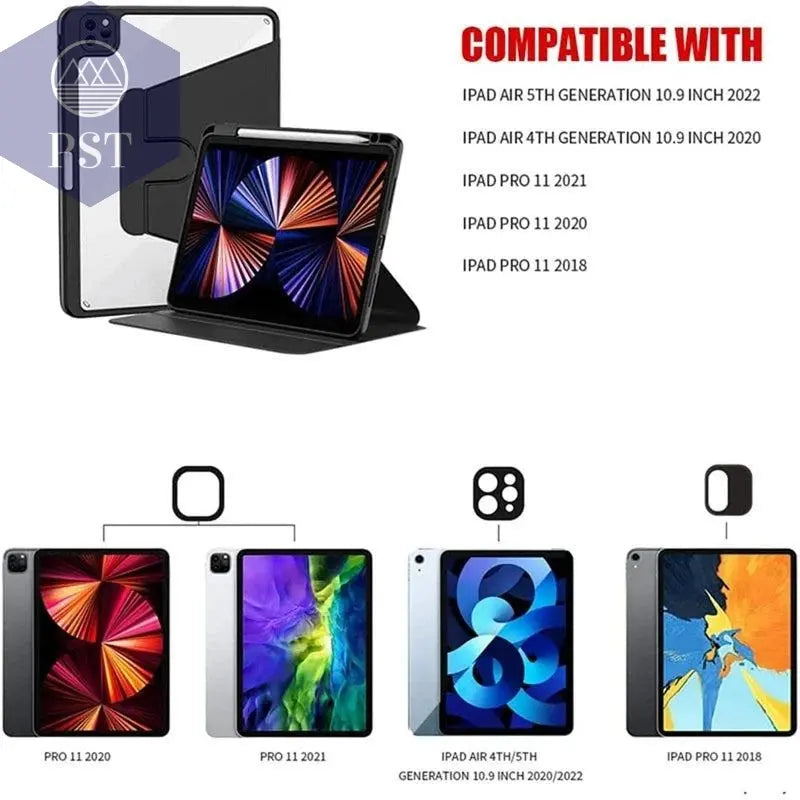 For iPad 10.2 7th 8th 9th Case iPad 10th Generation Rotation Cover for iPad Pro 12.9" 13" Air 11" 2024 2 3 4 5 9.7 5th 6th Funda - PST PS Tradings