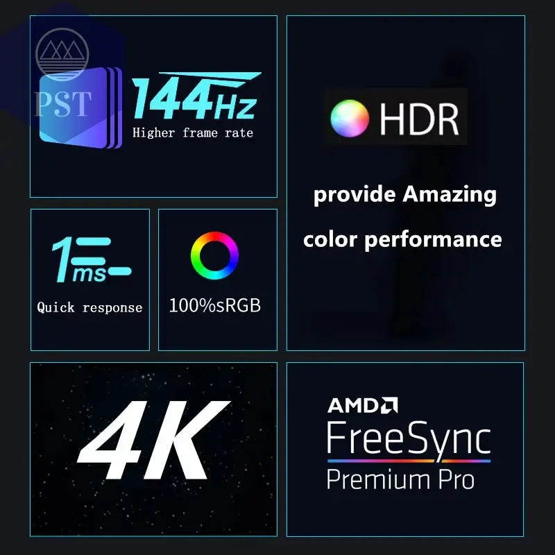 Fyhxele 32 Zoll 4K Gaming Monitor 144Hz Display UHD Freesync G-Sync