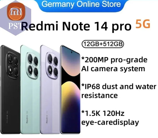 Global Version Redmi Note 14 Pro 5G Smartphone 5G 200MP Pro-Grade AI Camera System IP68 1.5K 120Hz 6,7" Mobile Xiaomi Telefon PST PS Tradings  PST PS Tradings  PST PS Tradings