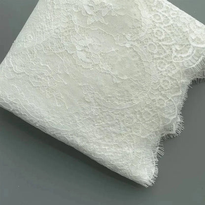 French Eyelash Lace Fabric,DIY Exquisite Lace, Embroidery Clothes, Wedding Dress Accessories, White and Black,150cm,3m per Lot - Property & Safety Tradings