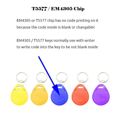 50pcs EM4305 T5577 Blank Key Tag RFID Chip Ring Cards Tags Keytag 125 khz Copy Rewritable Writable Rewrite Duplicate 125khz - PST PS Tradings