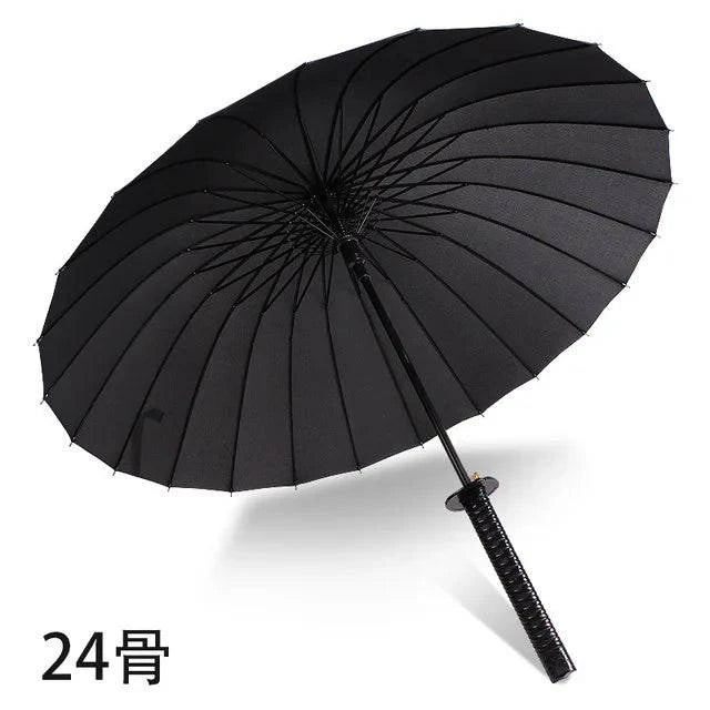 8K Creative black Japanese Long Handle Large Windproof Samurai Sword Umbrella Japan Ninja Sun Umbrella Straight Umbrella Open - Property & Safety Tradings