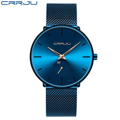 CRRJU Fashion Mens Watches Top Brand Luxury Quartz Watch Men Casual Slim Mesh Steel Waterproof Sport Watch Relogio Masculino - PST PS Tradings