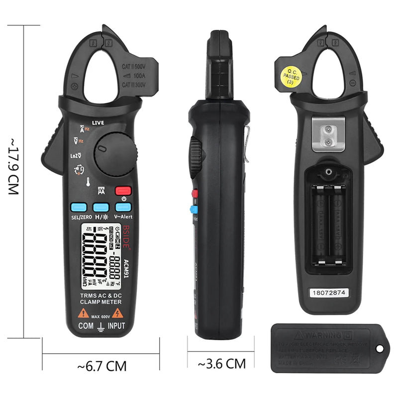 BSIDE Digital Clamp Meter 1mA High-Precision Ammeter Pliers True RMS DC AC Current Car Repair Electrical Temp Tester Multimeter