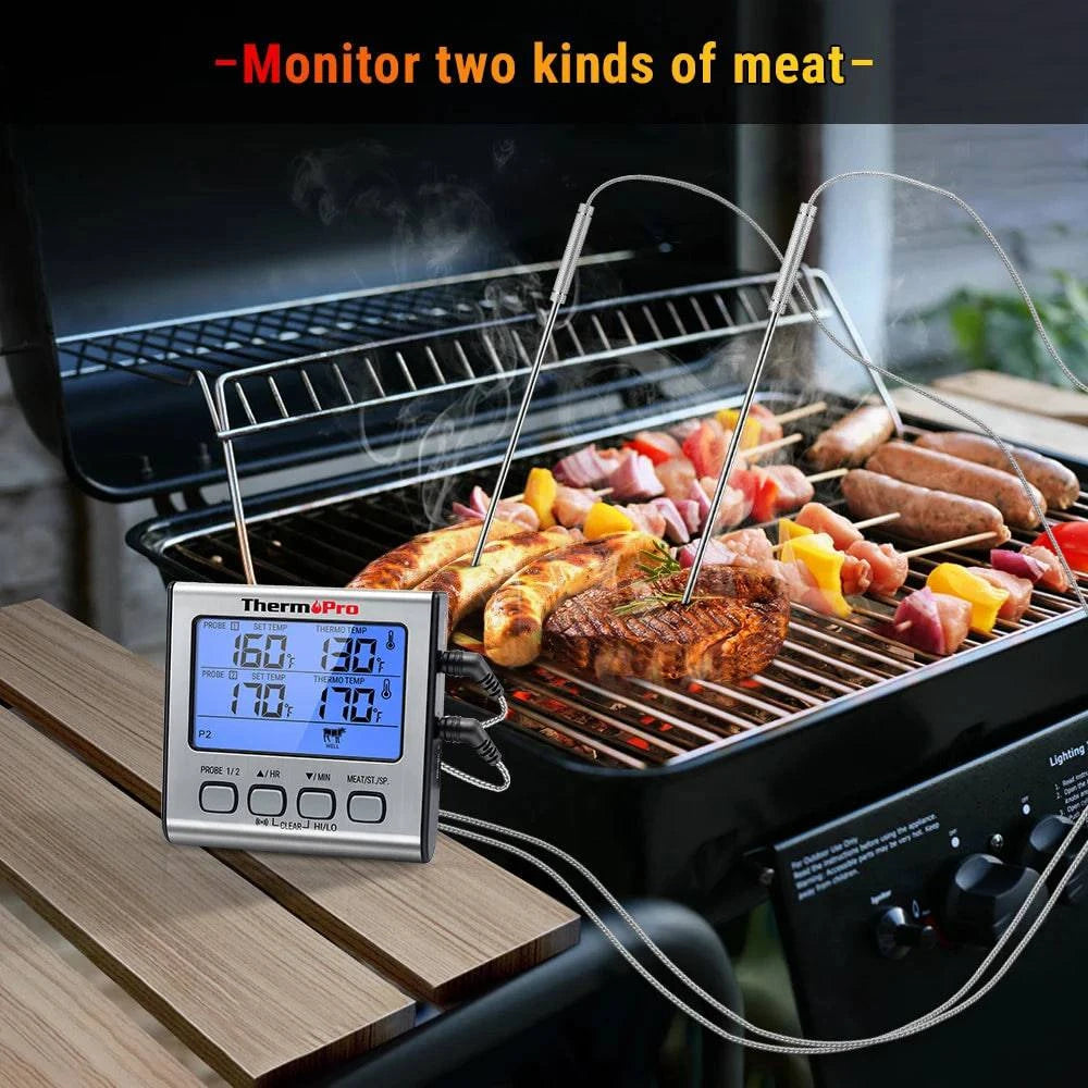 ThermoPro TP17 Dual Probes Digital Outdoor Meat Thermometer Cooking BBQ Oven Thermometer with Big LCD Screen For Kitchen - Property & Safety Tradings