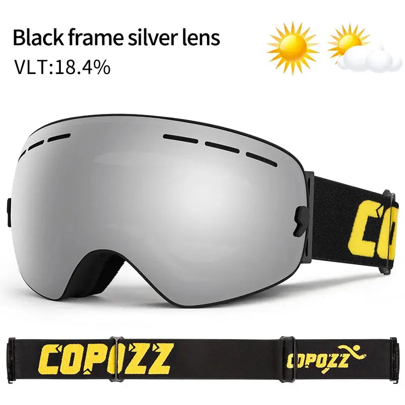 COPOZZ Brand Professional Ski Goggles Double Layers Lens Anti-fog UV400 Big Ski Glasses Skiing Snowboard Men Women Snow Goggles - Property & Safety Tradings