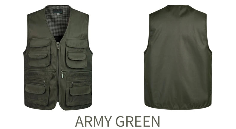 2021 Men Multi-Pocket Classic Waistcoat Male Sleeveless Unloading Solid Coat Work Vest Photographer Tactical Mesh Vest Jacket