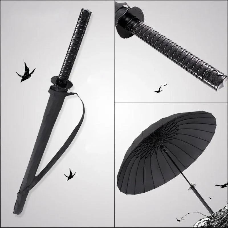 Creative Long Handle Large Windproof Samurai Sword Umbrella Japanese Ninja-like Sun Rain Straight Umbrellas Automatic Open - Property & Safety Tradings